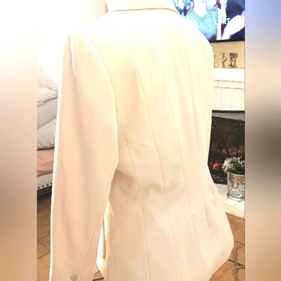 Atelier Blazer Jacket Size 10 Cream Beige Modern Fitted Career Front Pockets - Picture 5 of 16